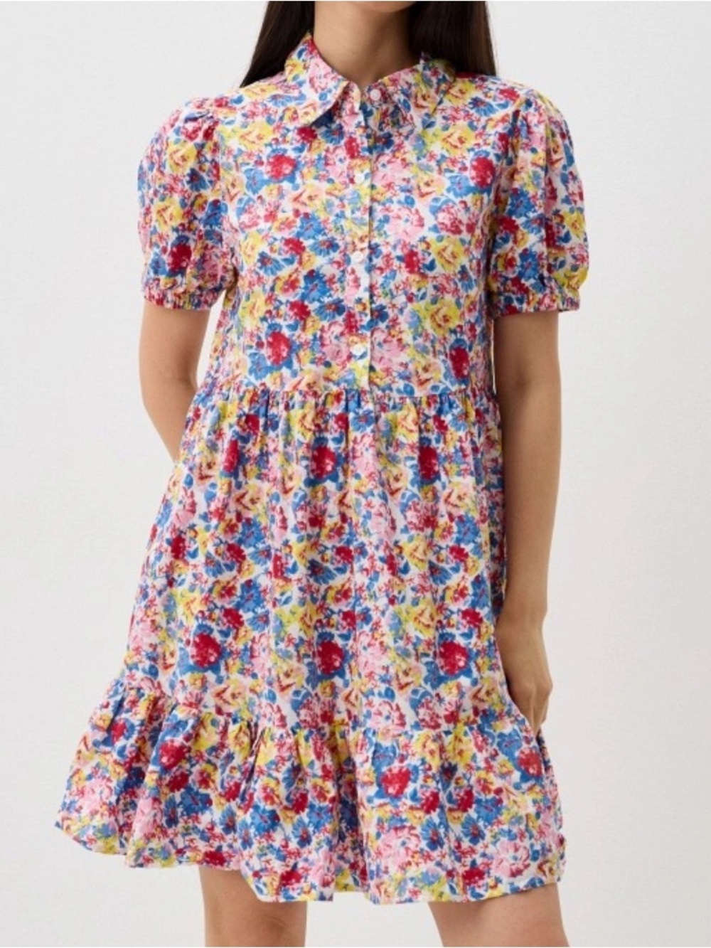 Silvian Heach Floral Tiered Dress, Large
